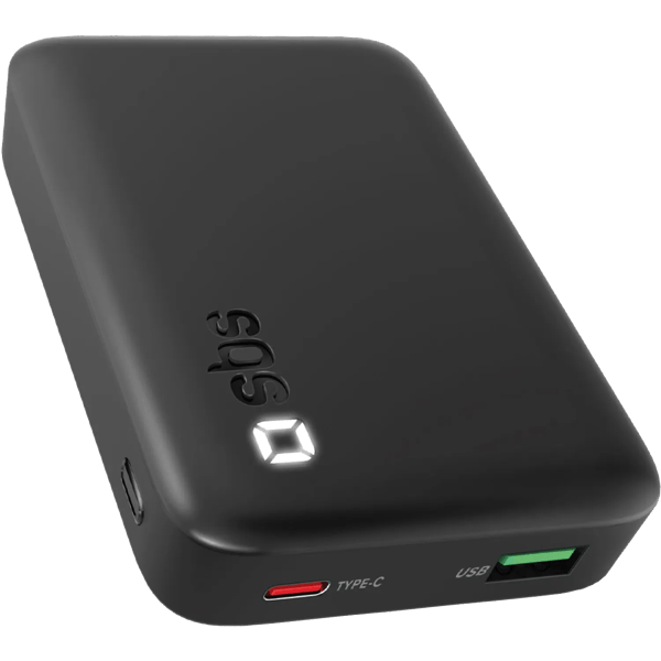 SBS varavirtalähde 10000 Mah Led Usb-A + Usb-C musta