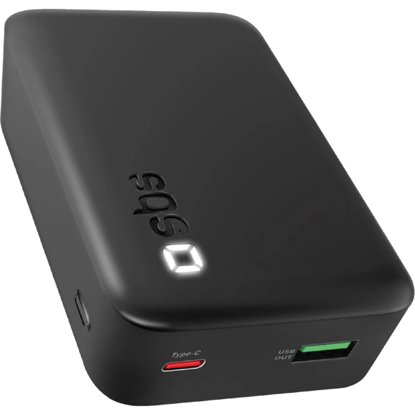 SBS varavirtalähde 20000 Mah Led Usb-A + Usb-C musta