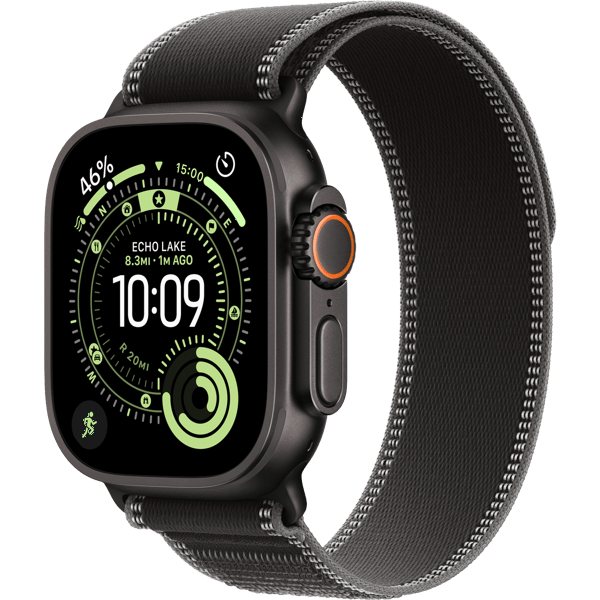Apple Watch Ultra 3 GPS + Cell 49 mm musta titan, musta trail-ranneke - M/L