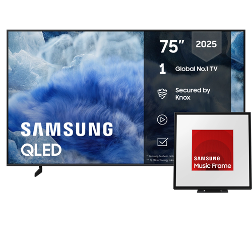 Samsung 75" QLED 4K Smart TV (2025) TQ75Q8F + Music Frame LS60D -bundle