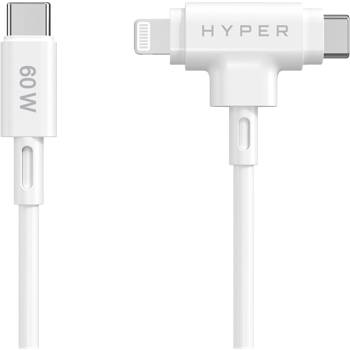 Hyper HyperJuice 60 W USB-C - USB-C / Lightning 1,5m -kaapeli