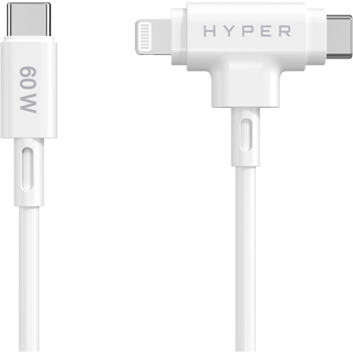 9140793	Hyper®️ HyperJuice Silicone USB-C to USB-C and Lightning Hybrid 60W Cable - White 01