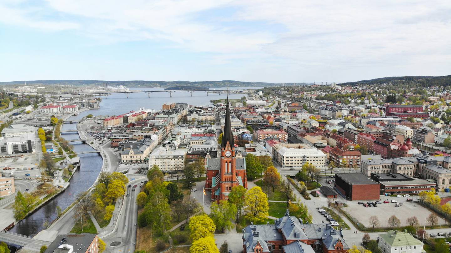 En översiktsbild över centrala Sundsvall.
