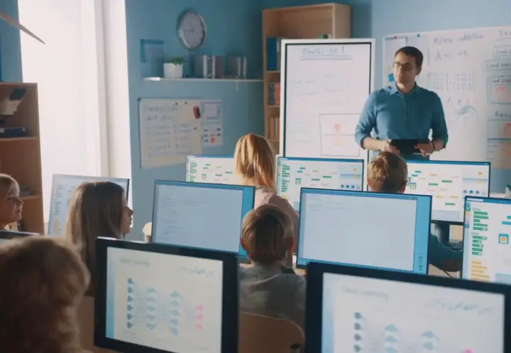 Klassrum med elever och lärare