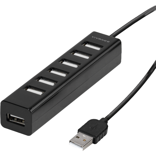 Vivanco USB-A Hub with Power supply 7 Ports black