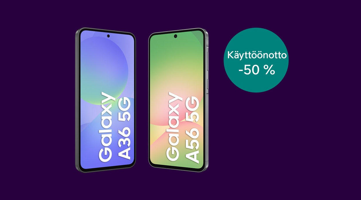 Uuden Samsung A56 tai A36 puhelimen käyttöönotto etuhintaan -50%
