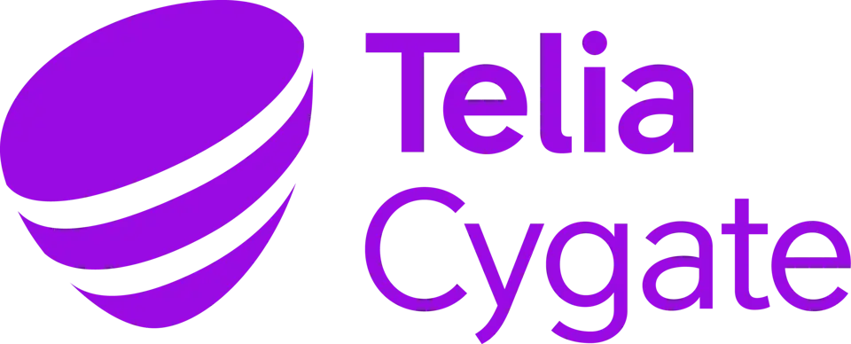 Telia Cygate vertikal lila logga