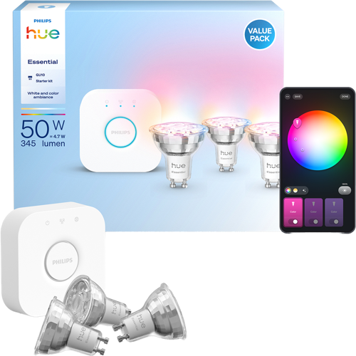 Philips Hue Essential GU10 kohdelamppu 3 kpl Bridge 1