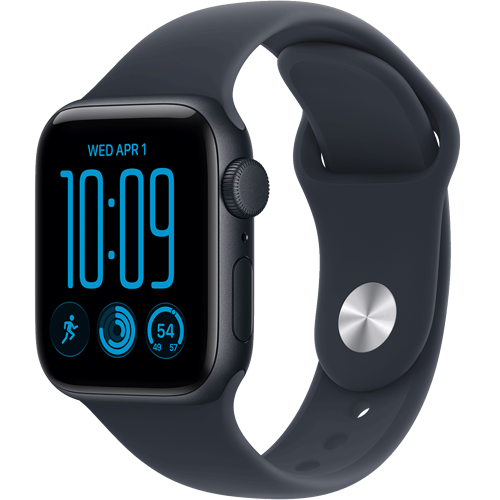 Apple Watch SE 3 GPS 40mm Midnight Aluminium Case with Navy Blue Sport Band 1