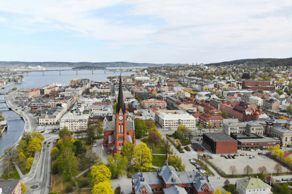 En översiktsbild över centrala Sundsvall.